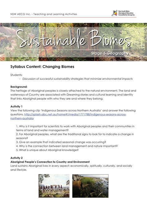 Stage 5 Geography Sustainable Biomes Teaching And Learning