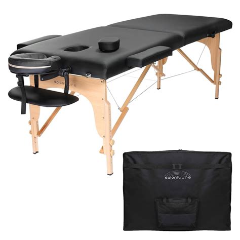 Professional Portable Folding Massage Table With Carrying Case Black Saloniture