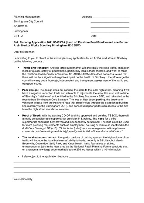 47 Council Planning Objection Letter Sample Format Job Letter