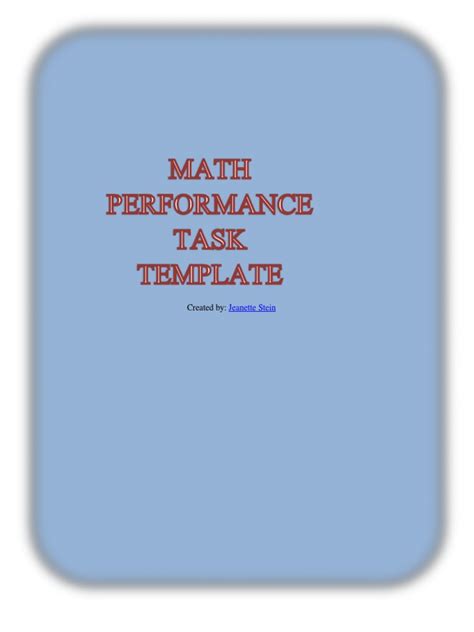 Performance Task Template Pdf