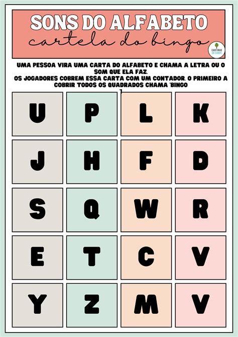 Cartela De Bingo Dos Sons Do Alfabeto Para Imprimir