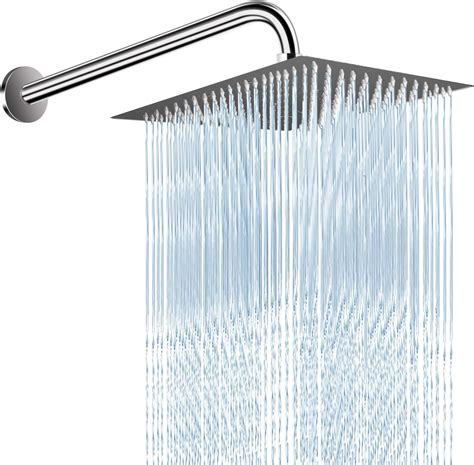 12 inches high pressure shower head with 15 inches extension arm square rain showerhead easy