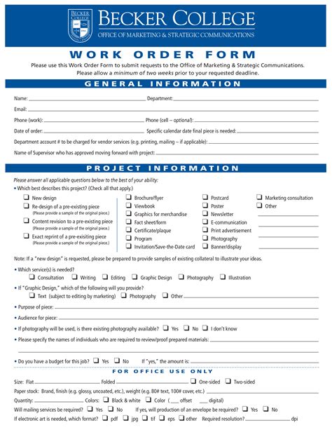 Graphic Design Work Order Form Example Templates At
