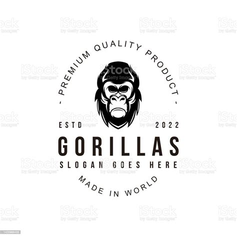 Gorilla Vintage Logo Icon Symbol Black And White Vintage Template For