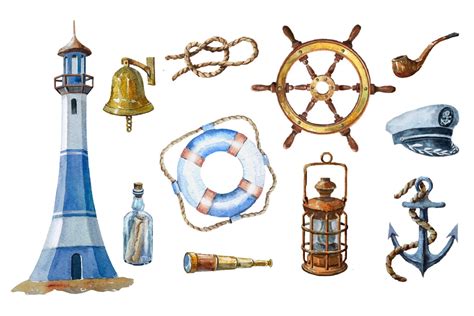 Watercolor Nautical Set Design Cuts