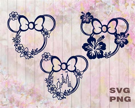 Floral Minnie Mouse Ears Svg Bundle Disney Svg Flower Wreath Etsy