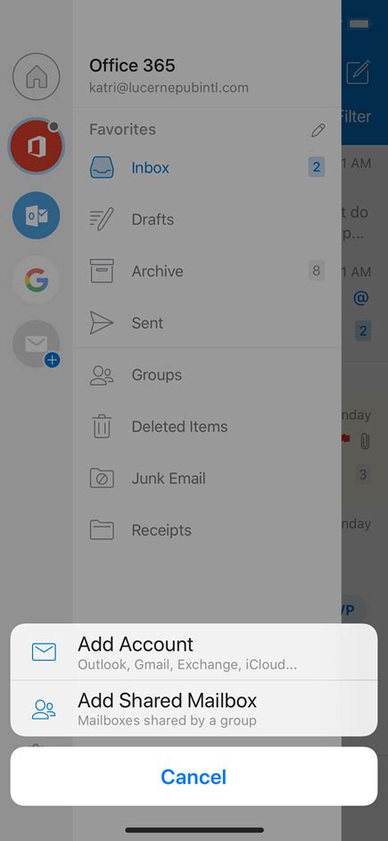 Add A Shared Mailbox To Outlook Mobile Outlook For Ios And Android