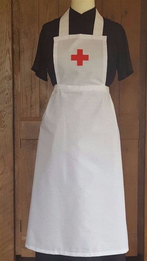 Ladies Adult Nurse Fancy Dress Red Cross Full Apron Victorian Edwardian Ww1