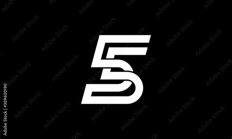Black White Number 55 Or Five Logo Design Template Stock Vector Adobe