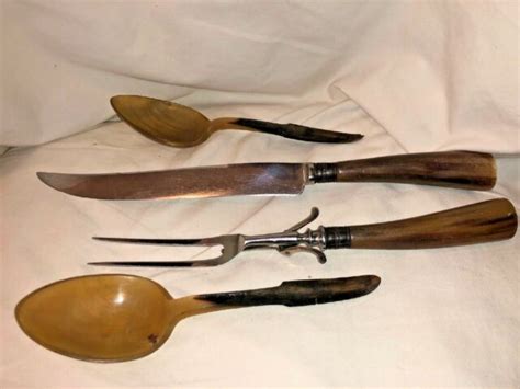 Vintage Carving Set Firth Stainless And Staghorn Butcher And Wade