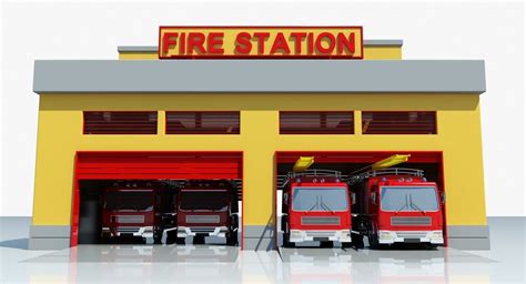 Fire Station Building 3d Model Cgtrader
