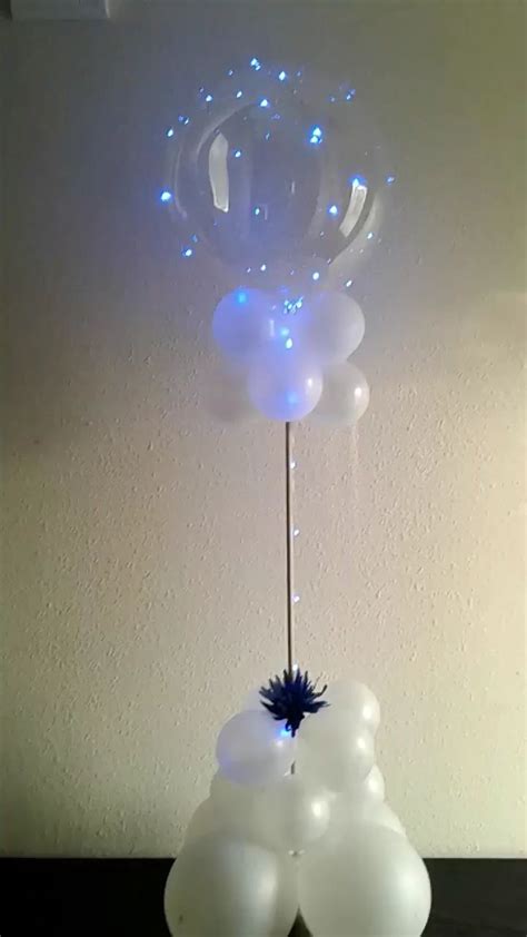 Wedding Light Up Balloon Centerpiece Bobo Clear W Blue Flower Video