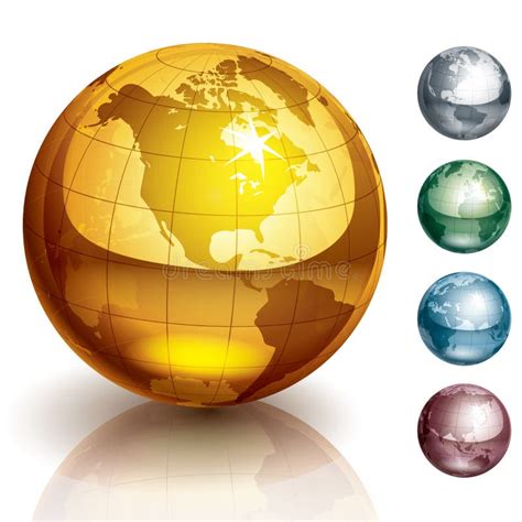 Earth Globes Five Continents Stock Illustrations 18 Earth Globes Five