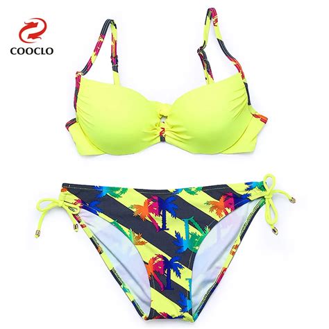 cooclo 2019 empurrar para cima do biquíni swimwear mulheres bandeau biquini swimsuit sexy bikini