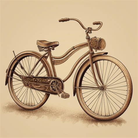 Premium Photo There Is A Drawing Of A Bicycle With A Basket On The Back Generative Ai