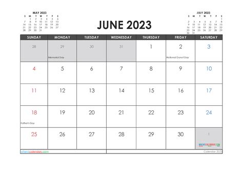 June 2023 Calendar Template Printable Calendar 2023