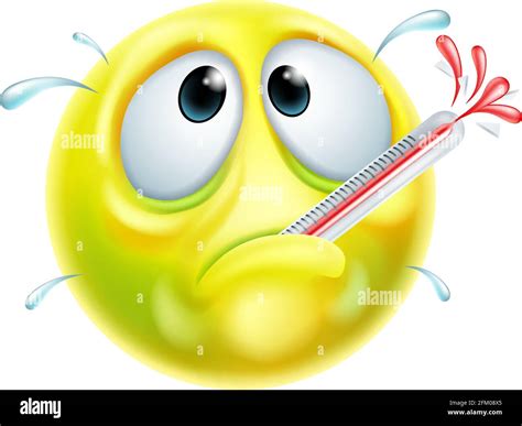 Sick Ill Thermometer Cartoon Emoji Emoticon Face Stock Vector Image