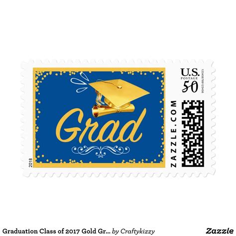 Royal Blue And Gold Graduation Postage Stamps Blue And Gold First
