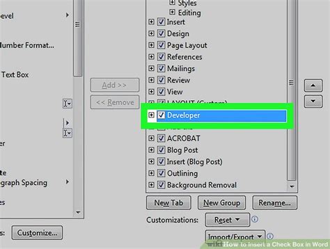 If this is ticked already, it means the developer tab will become visible. How to Insert a Check Box in Word: 10 Steps (with Pictures)