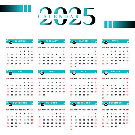 Calendario 2025 Con Forma Geométrica Negra Y Verde Vector Png Dibujos