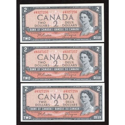 Bank Of Canada 2 1954 Lot Of 3 Consecutive