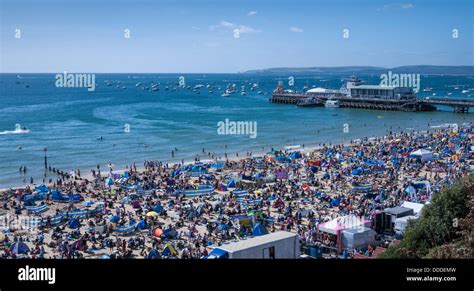 Bournemouth Crowded Beach At The Annual Air Festival Dorset England