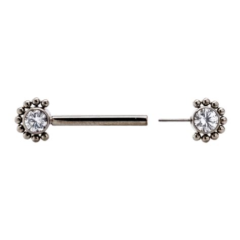 threadless barbell w cz and 9 bead cluster end element body jewelry