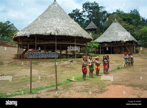 Villagers Of The Native Indian Embera Tribe Embera Village Panama