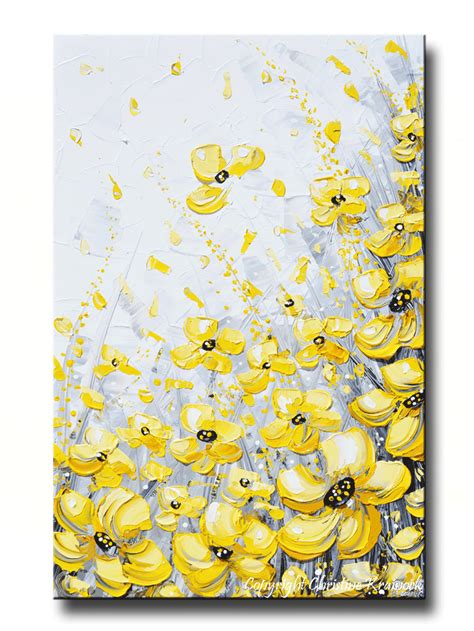 Giclee Print Art Yellow Grey Abstract Painting Poppy
