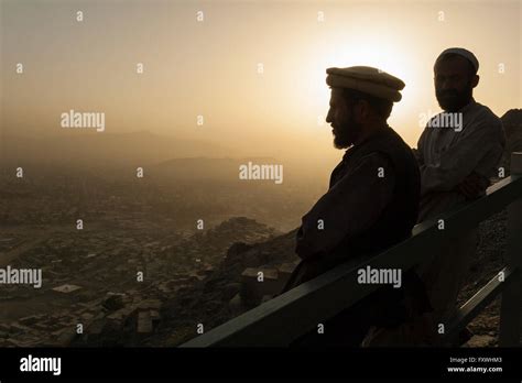 Kabul Silhouette Of Man With Traditional Pashtun Hat At The Dawn In