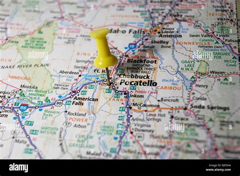 A Map Of Pocatello Idaho Marked With A Push Pin Stock Photo Alamy