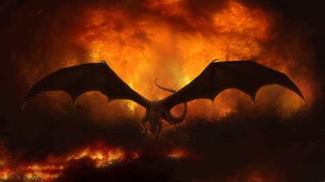 Fantasy Dragon In Fire Background Hd Dreamy Wallpapers Hd Wallpapers