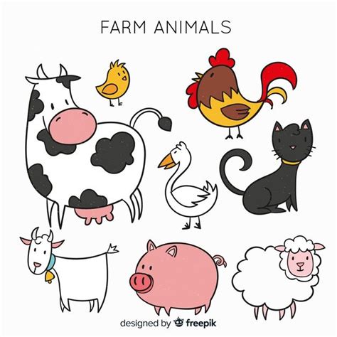 Premium Vector Farm Animal Collection Animal Doodles Farm Animals
