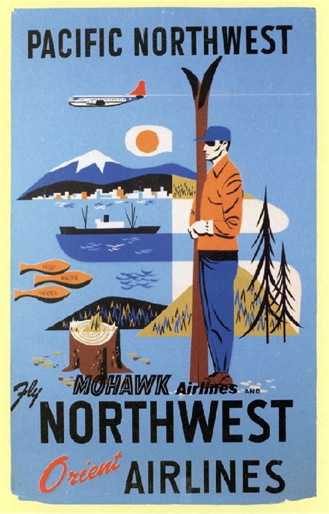 Northwest Orient Airlines Travel Posters Illustrations Prints