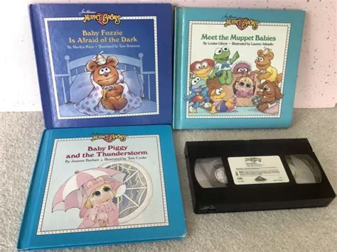 Muppet Babies Hardcover Book And Vhs Lot Kermit Piggy Gonzo Jim Henson