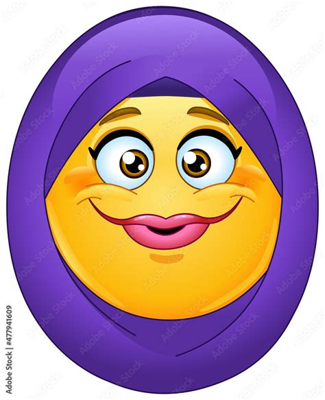 Muslim Female Emoji Emoticon Wearing A Hijab Stock Vector Adobe Stock