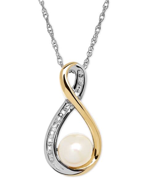 Macys Cultured Freshwater Pearl 6mm And Diamond Accent Pendant