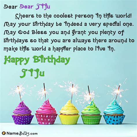 White birthday cake with rainbow icing, colorful sprinkles and one candle over a gray. Happy Birthday Dear Jiju Image of Cake, Card, Wishes