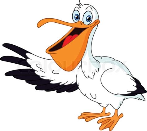 Cartoon Pelican Presenting With His Wing Stock Vector