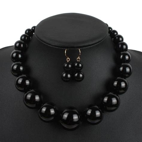 Pearl Necklace Set Laticia Black Pearl Necklace Oz Bling