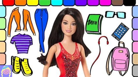 Dress Up Barbie For School And Learn Names Of Colors And