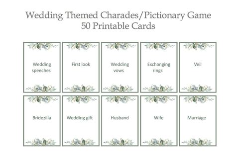 Wedding Themed Charadespictionary Game Which Is Perfect For Bridal
