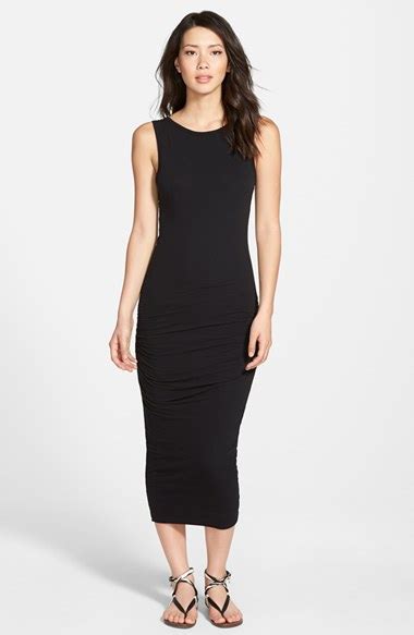 James Perse Open Back Skinny Maxi Dress In Black Modesens