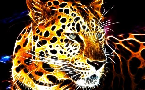 Animals Fractals Fractalius Shining Glowing Leopards Black