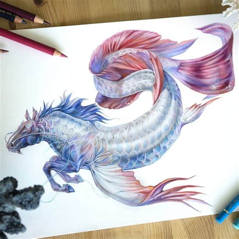 Fantasy Animals Colored Pencils Drawings | Mythical creatures art