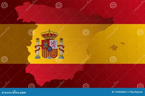 Bandeira Espanhola Com Um Contorno Das Beiras Ilustração Stock