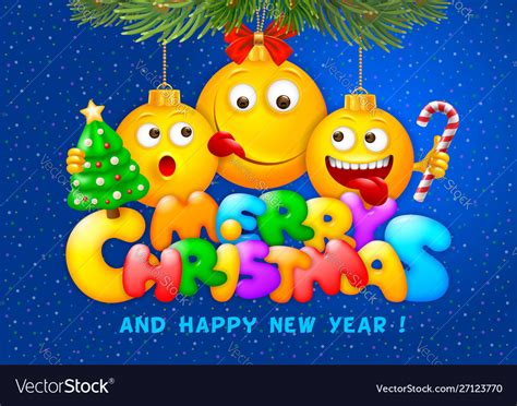 Merry Christmas Greeting With Emoji Royalty Free Vector