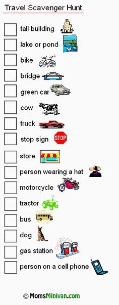 Scavenger hunts are fun outdoor games that involve finding unique items or completing certain tasks while you're out & about. 22 Car scavenger hunts ideas | travel games, travel ...