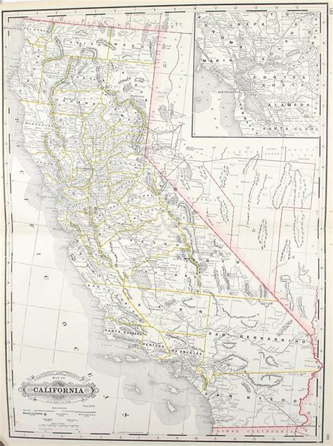 1887 Railroad And County Map Of California California Map County Map