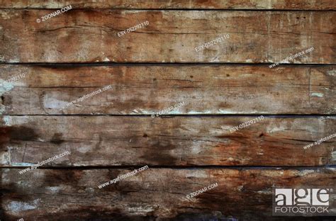 Old Dark Grunge Vintage Brown Wooden Panel Texture Background With Horizontal Unpainted Aged
